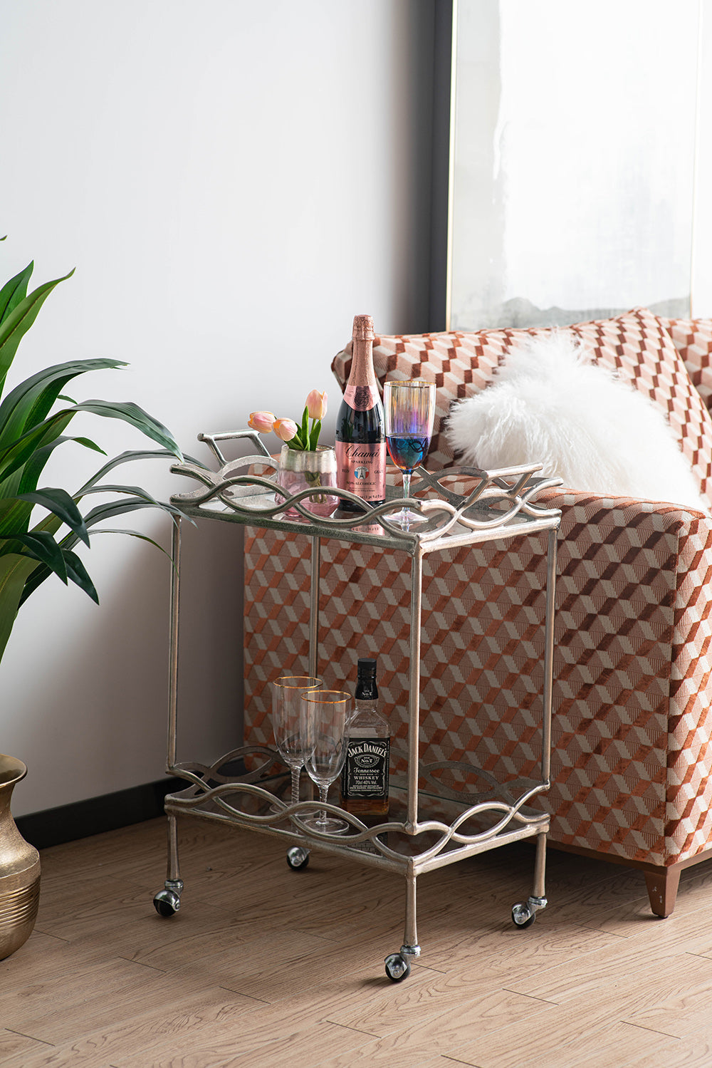 SILVER BAR CART