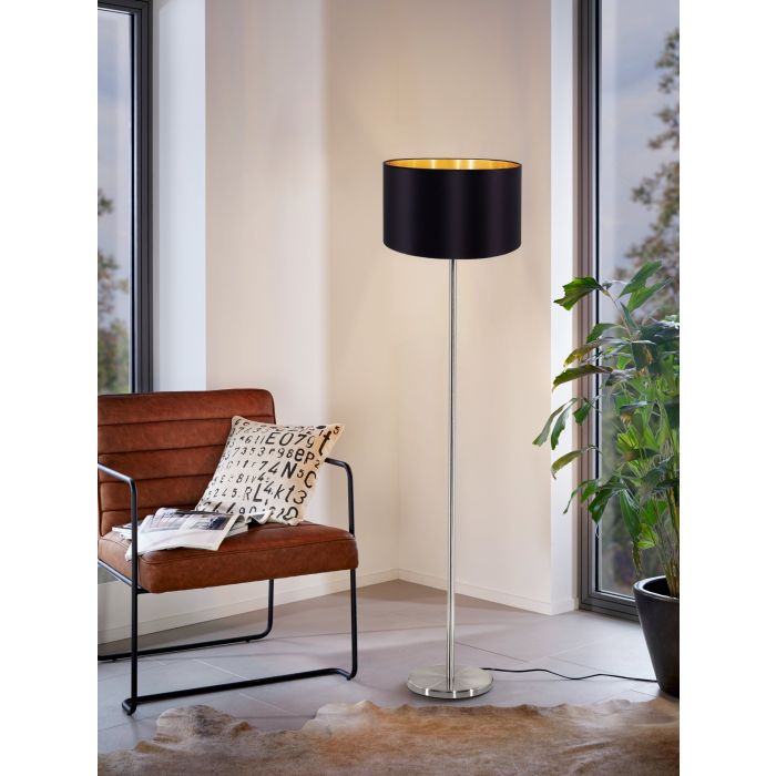 EGLO - Nickel-Black-Gold 'Maserlo' Floor Lamp