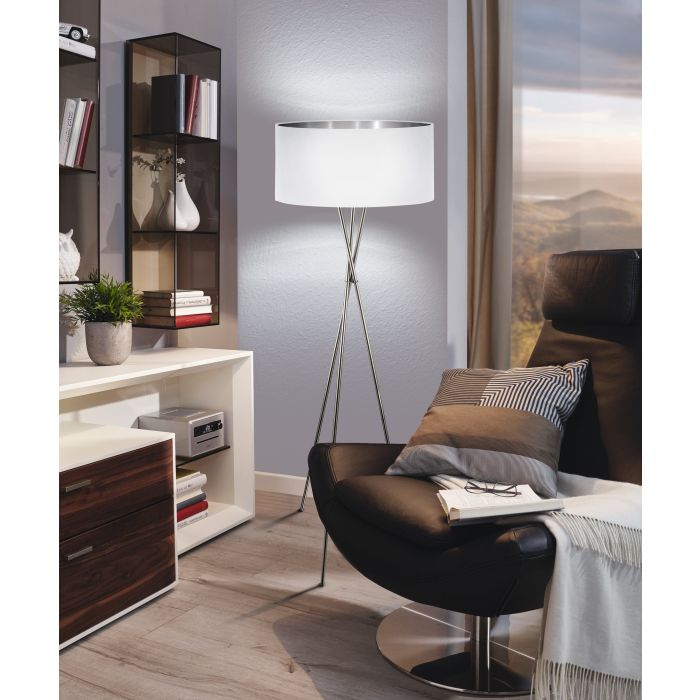 EGLO - Nickel-White-Silver 'Fondachelli' Floor Lamp