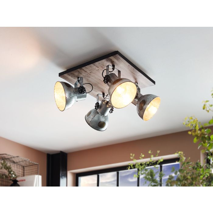 EGLO - Wood-Zinc Look 'Barnstaple' Ceiling Lamp