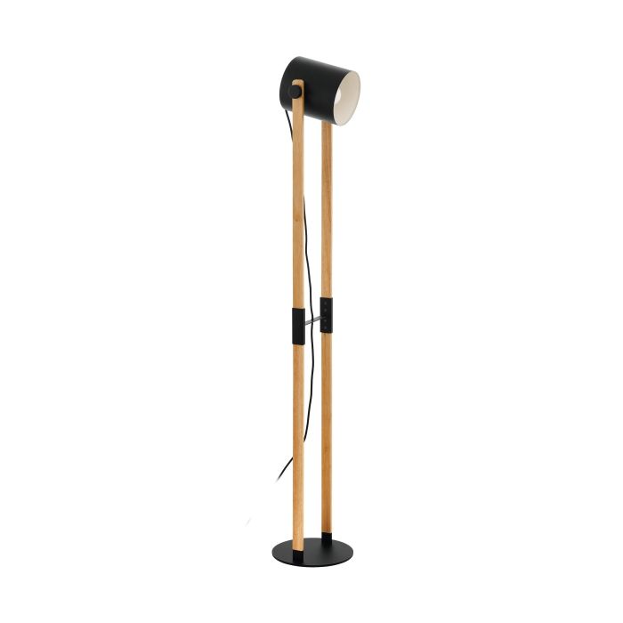 EGLO - Black-Cream-Wood 'Hornwood' Floor Lamp