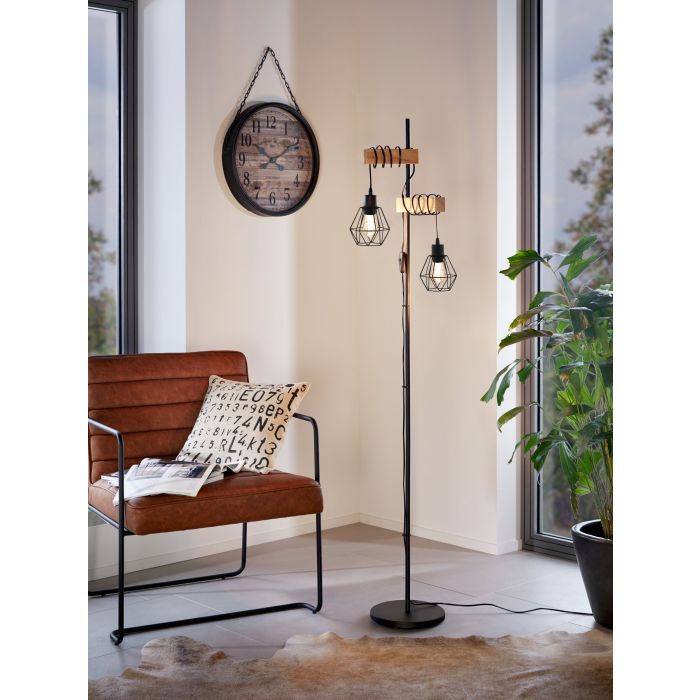 EGLO - Black-Brown 'Townshend 5' Floor Lamp