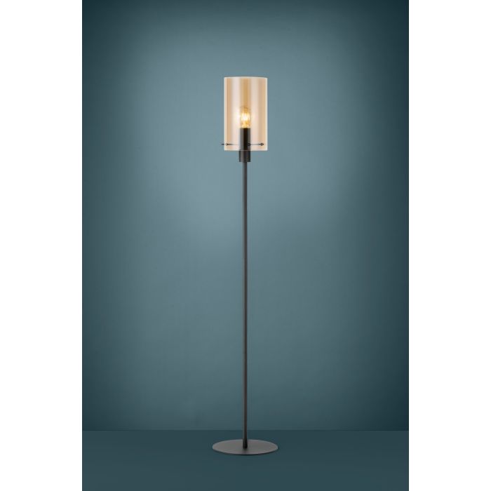 EGLO - Black-Amber 'Polverara' Floor Lamp