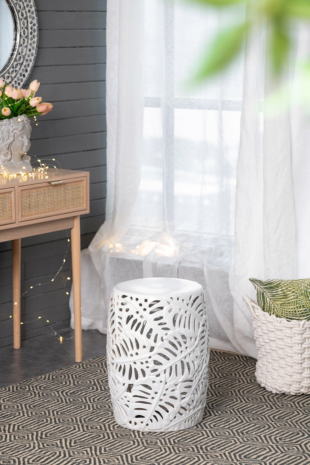 Palm Leaf Cutwork Garden Stool