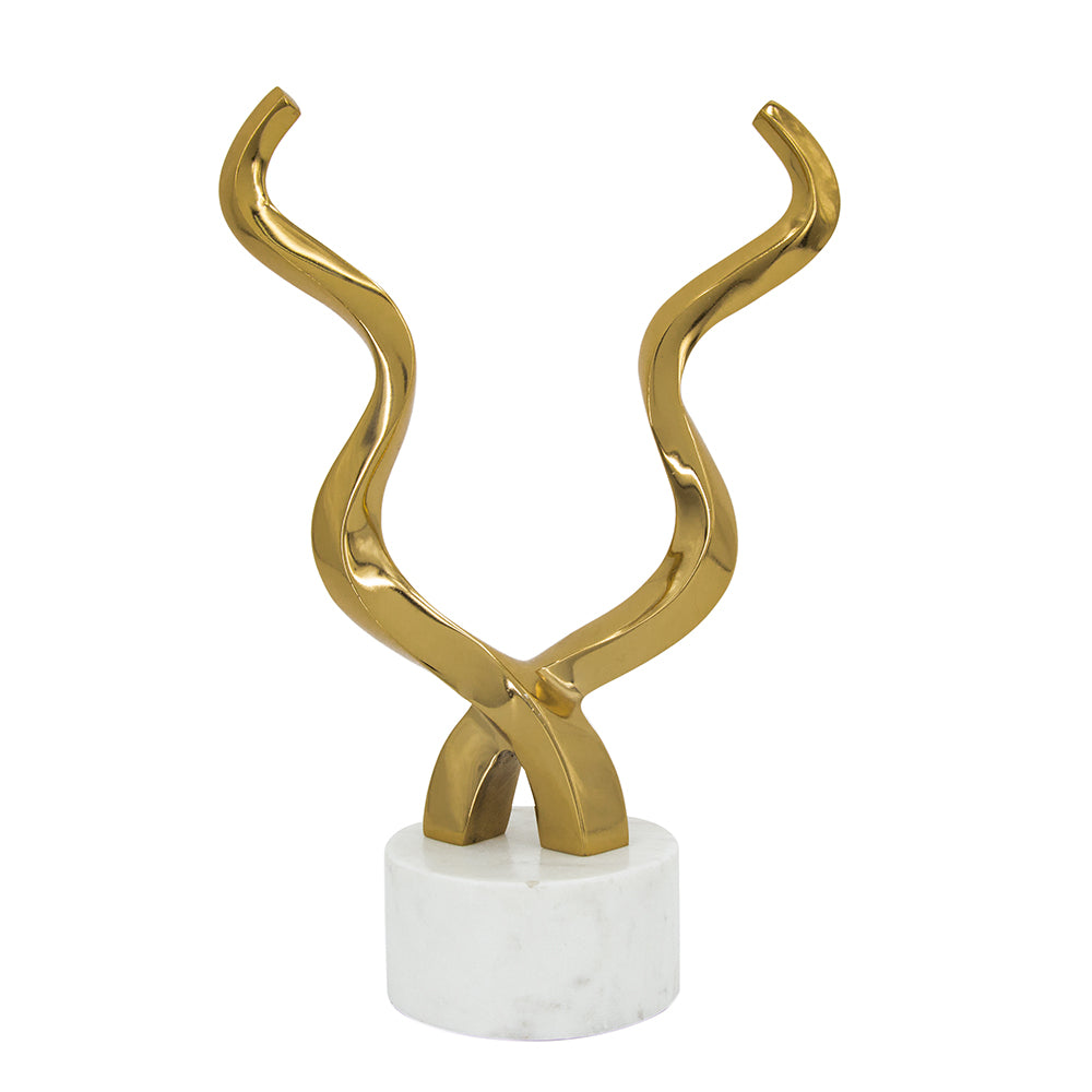 Aluminum Horn Sculpture With Marble