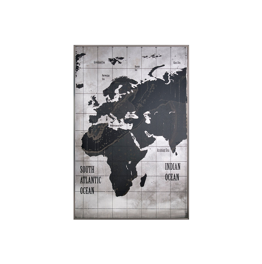 Wall Art World Map Black & White - 3 Pieces Set