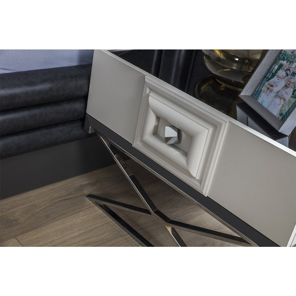 Carmen Night Stand  Grey/Chrome