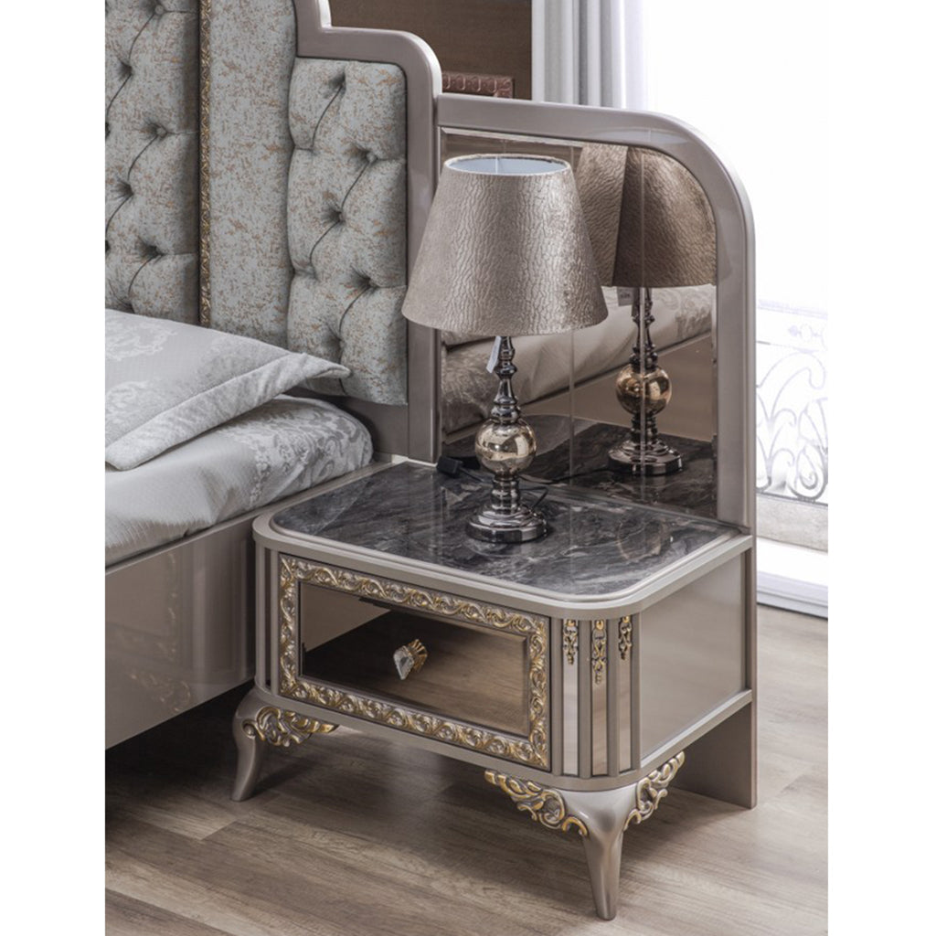 Safir Night Stand Grey Gold