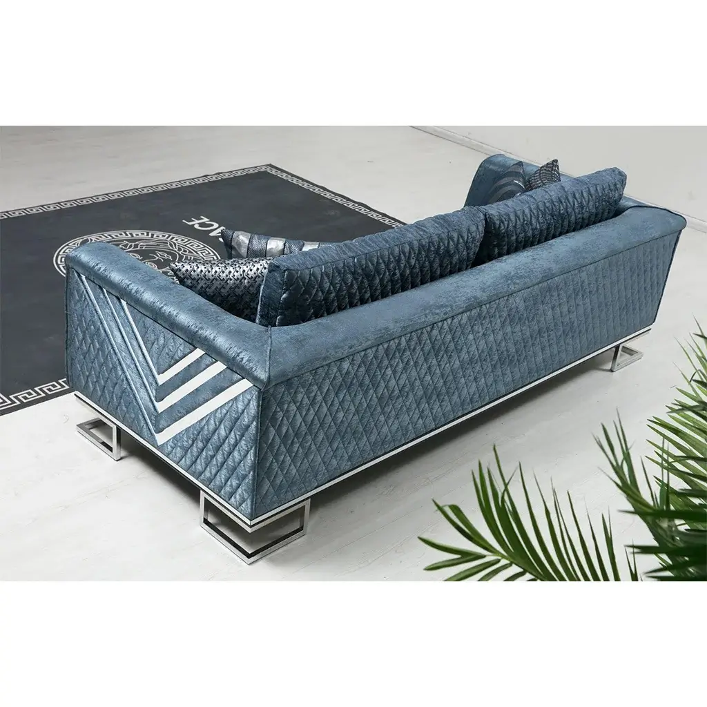 VIP 3 Seater Blue Silver