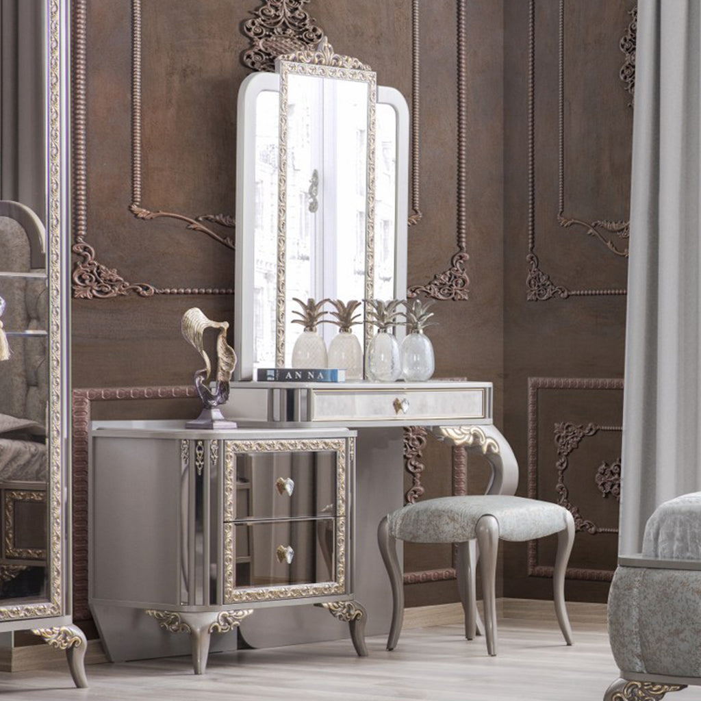 Safir Dresser and Mirror Grey Gold